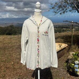 Vintage 90s Butchart Gardens Canada cottagecore hooded zip up sweatshirt M